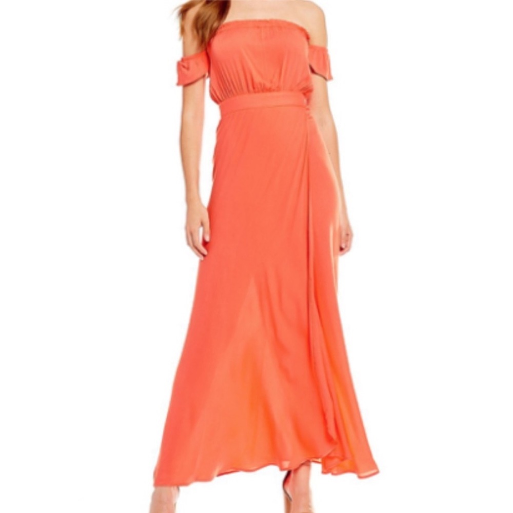 Flynn Skye Coral Off-Shoulder Maxi Dress